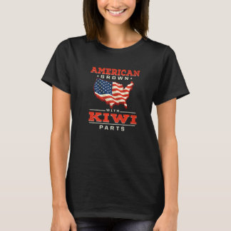 American Grown with Kiwi Parts Patriotic New Zeala T-Shirt