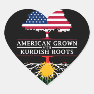 American Grown with Kurdish Roots Kurdistan Design Heart Sticker