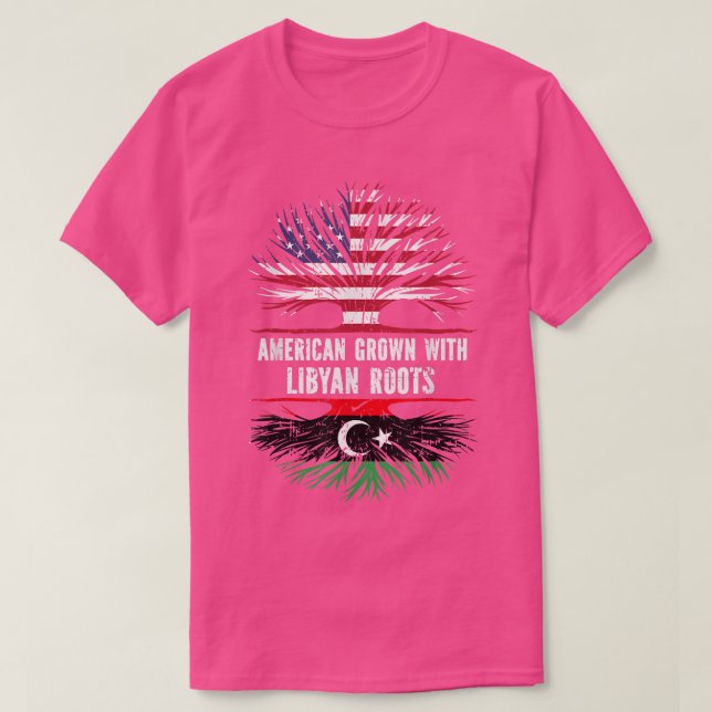 American Grown with Libyan Roots USA Flag Libya  T-Shirt (Design Front)