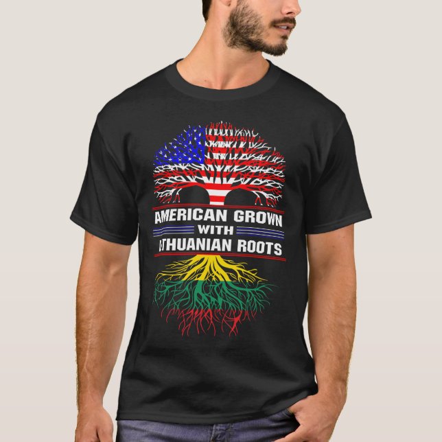 American Grown with Lithuanian Roots T-Shirt (Front)