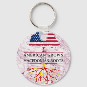 American Grown with Macedonian Roots Marble Style Key Ring