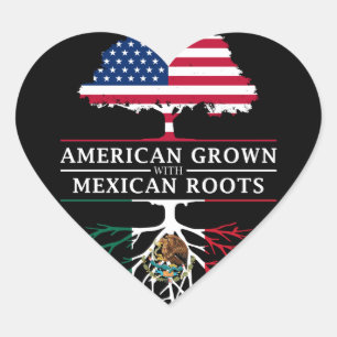 American Grown with Mexican Roots   Mexico Design Heart Sticker