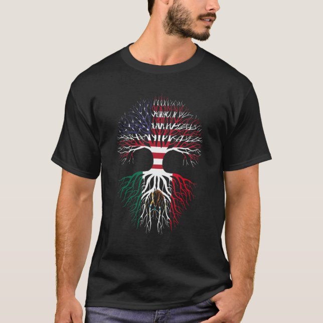 American grown with Mexican roots Mexico flag coun T-Shirt (Front)
