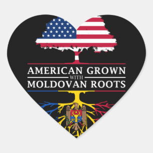 American Grown with Moldovan Roots   Moldova Heart Sticker