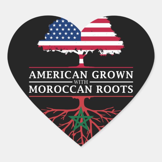 American Grown with Moroccan Roots   Morocco Heart Sticker (Front)
