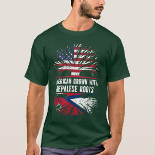 American Grown With Nepalese Roots Usa Flag Nepal T-Shirt