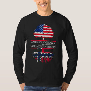 American Grown With Norwegian Roots Usa Flag Tree T-Shirt