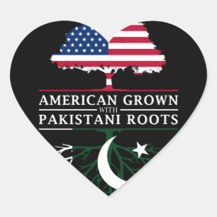 American Grown with Pakistani Roots   Pakistan Heart Sticker