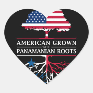 American Grown with Panamanian Roots   Panama Heart Sticker