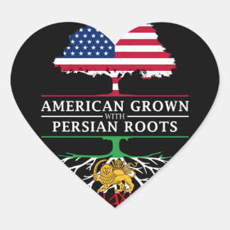 American Grown with Persian Roots Persia Design Heart Sticker
