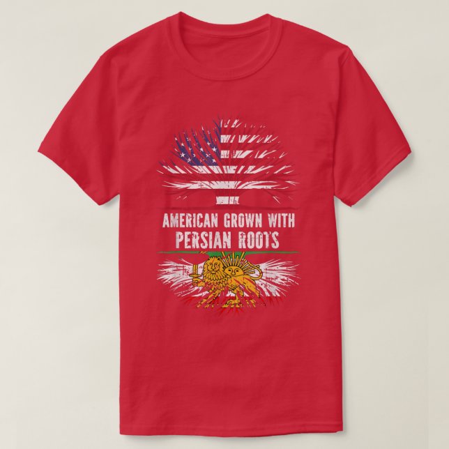 American Grown with Persian Roots USA Flag Persia  T-Shirt (Design Front)