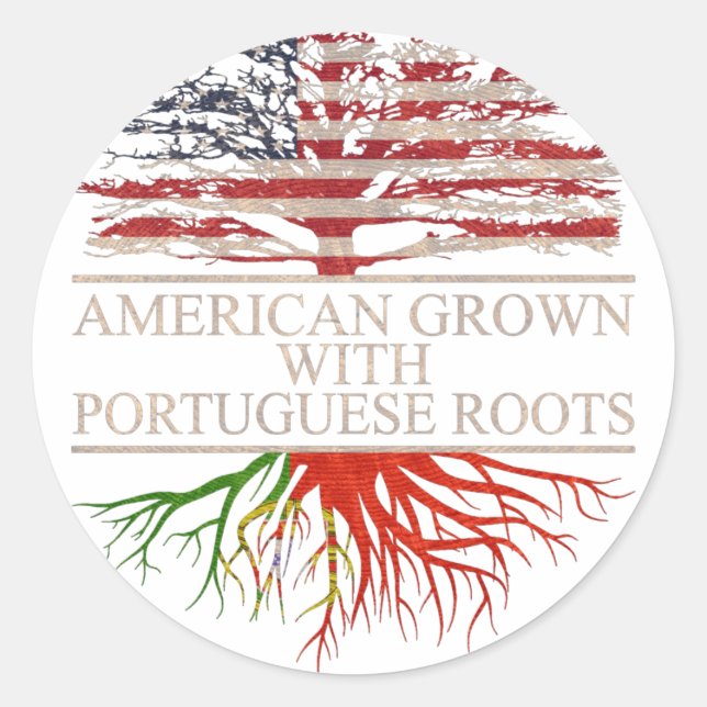American grown with portuguese roots classic round sticker (Front)