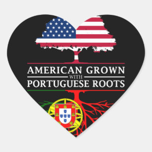 American Grown with Portuguese Roots   Portugal Heart Sticker