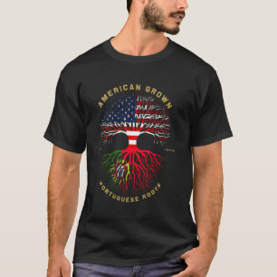 American Grown With Portuguese Roots Tree Usa Flag T-Shirt