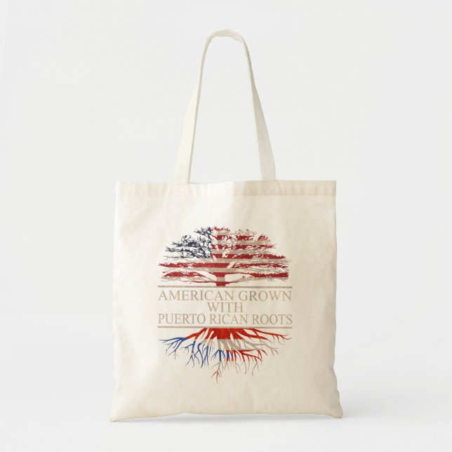 American grown with puerto rican roots tote bag (Front)