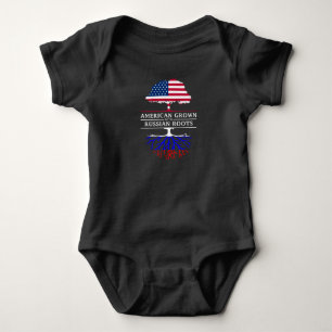 American Grown with Russian Roots Russia Design Baby Bodysuit
