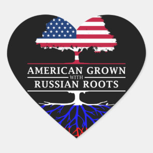 American Grown with Russian Roots   Russia Design Heart Sticker