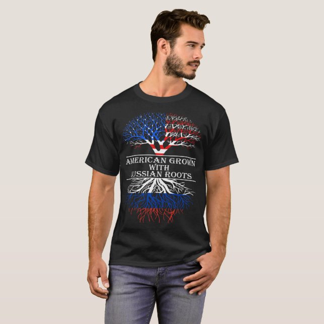 American Grown With Russian Roots T-Shirt (Front Full)