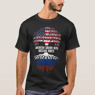 American Grown with Russian Roots USA Flag T-Shirt