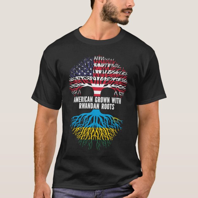 American Grown with Rwandan Roots USA Flag T-Shirt (Front)
