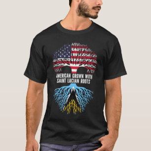 American Grown with Saint Lucian Roots USA Flag T-Shirt