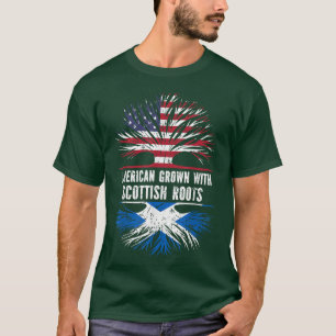 American Grown with Scottish Roots USA Flag Scotla T-Shirt