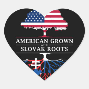 American Grown with Slovak Roots   Slovakia Design Heart Sticker