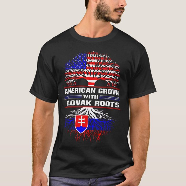American Grown with Slovak Roots T-Shirt (Front)