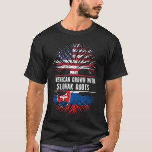 American Grown with Slovak Roots USA Flag T-Shirt