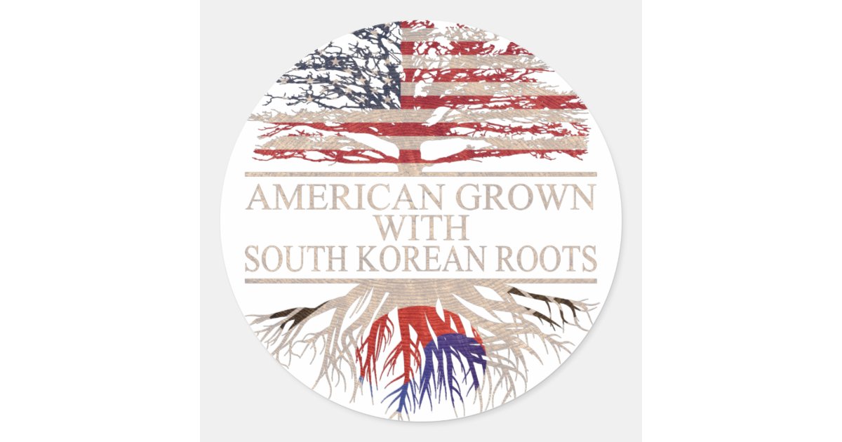American grown with south korean roots classic round sticker Zazzle