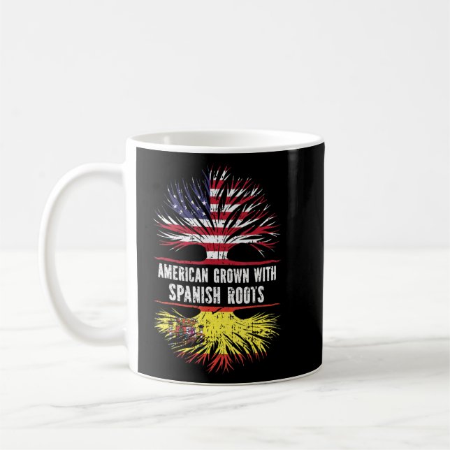 American Grown With Spanish Roots Usa Flag Spain  Coffee Mug (Left)