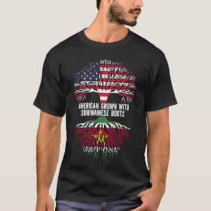American Grown with Surinamese Roots USA Flag T-Shirt