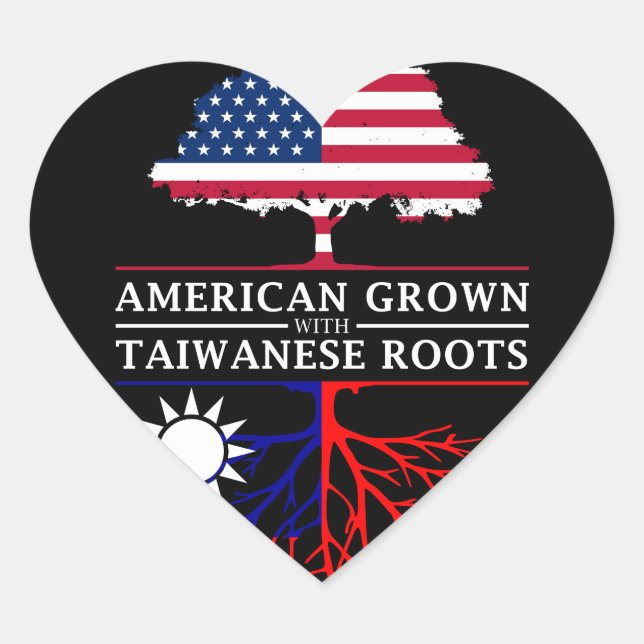 American Grown with Taiwanese Roots   Taiwan Heart Sticker (Front)