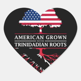 American Grown with Trinidadian Roots   Trinidad Heart Sticker