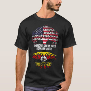 American Grown with Ugandan Roots USA Flag T-Shirt