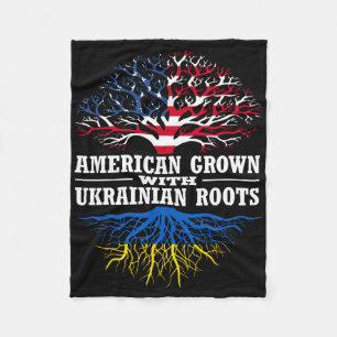 American Grown With Ukrainian Roots Tree Usa Ukrai Fleece Blanket
