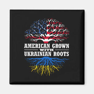American Grown With Ukrainian Roots Tree Usa Ukrai Magnet
