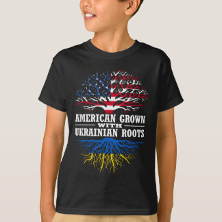 American Grown With Ukrainian Roots Tree Usa Ukrai T-Shirt