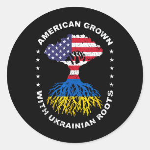 American Grown With Ukrainian Roots Ukraine Americ Classic Round Sticker
