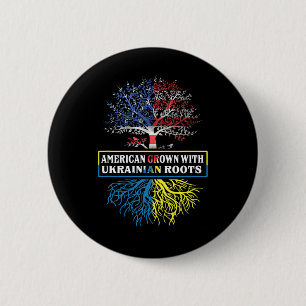 American Grown With Ukrainian Roots Usa Flag Ukrai 6 Cm Round Badge