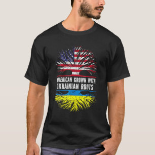 American Grown With Ukrainian Roots USA Flag Ukrai T-Shirt