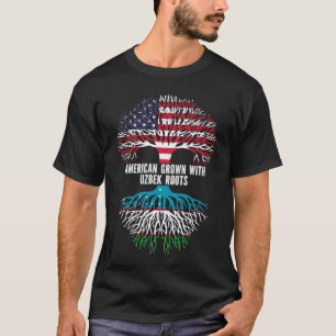 American Grown with Uzbek Roots USA Flag T-Shirt