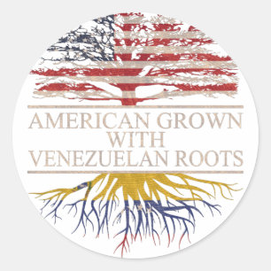 American grown with venezuelan roots classic round sticker