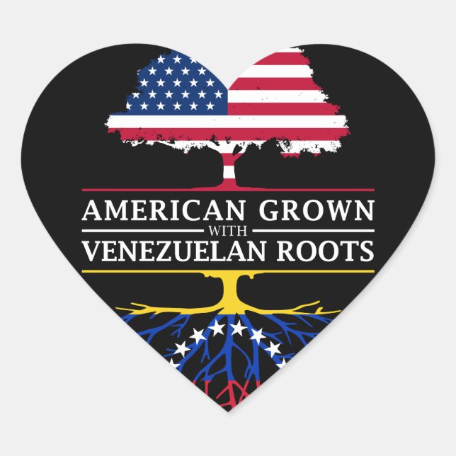 American Grown with Venezuelan Roots   Venezuela Heart Sticker (Front)
