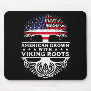 American Grown With Viking Roots Us Flag Tree Men Mouse Mat