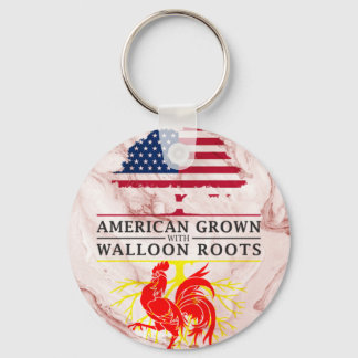 American Grown with Walloon Roots Marble Style Key Ring
