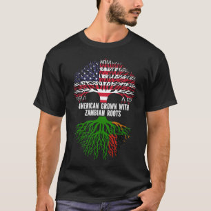 American Grown with Zambian Roots USA Flag T-Shirt