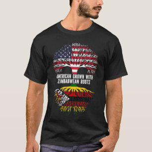 American Grown with Zimbabwean Roots USA Flag T-Shirt