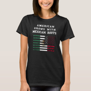 American Grows Mexico Mexican Roots Vintage USA Fl T-Shirt
