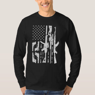 American Gun Flag Hand Gun Rifle Sniper Bullets Di T-Shirt